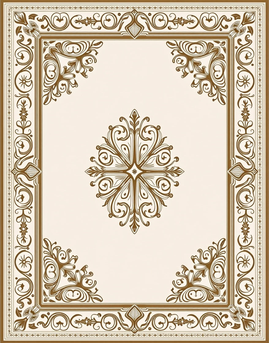 Antique Floral Scroll Pattern Rug