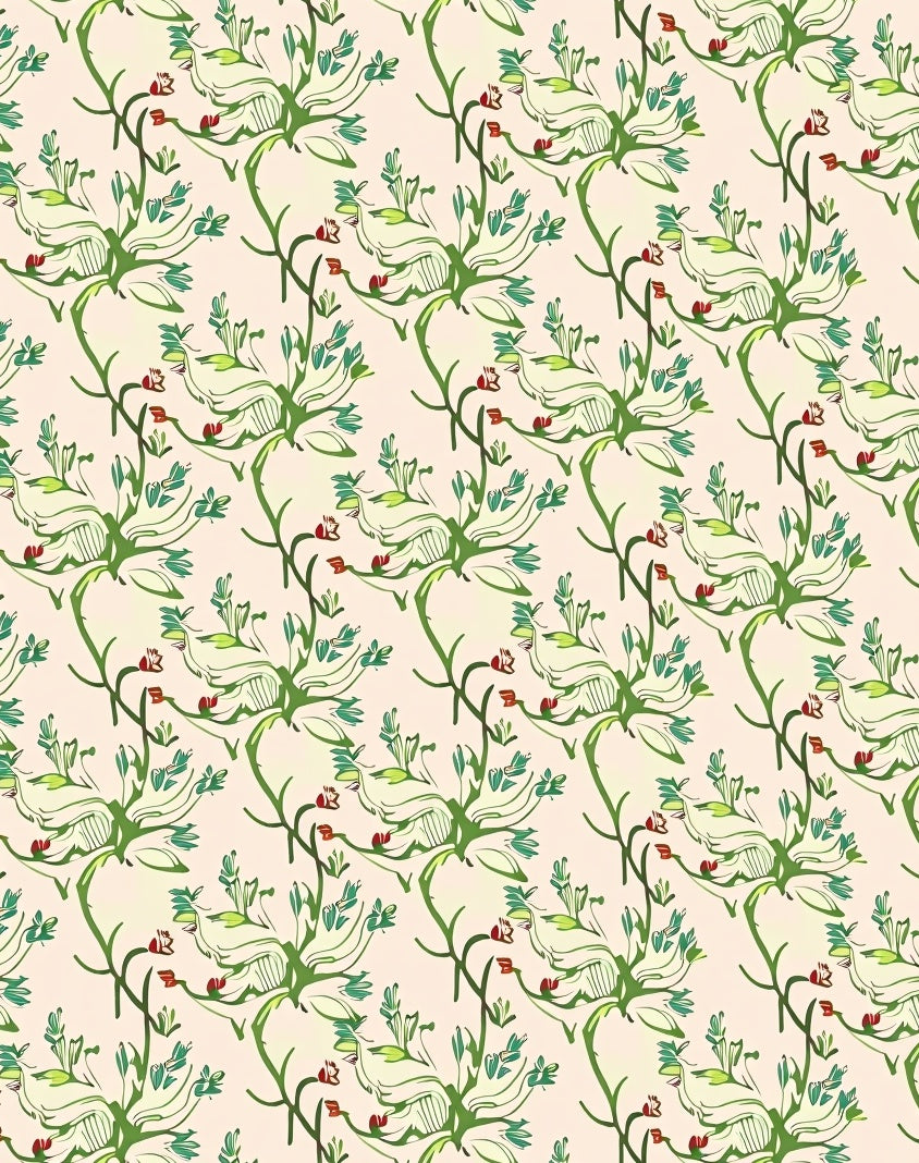 Organic Leaf With Blossom Pattern Rug