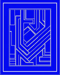 Angular White Line Geometric Maze Design Rug