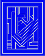 Angular White Line Geometric Maze Design Rug