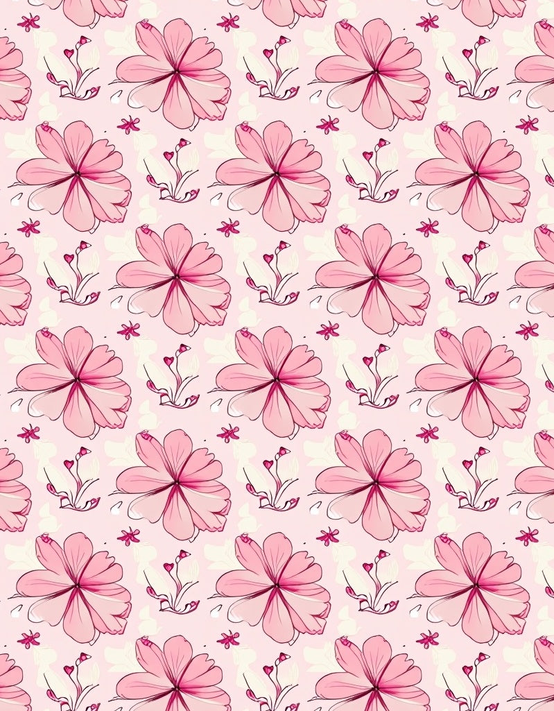 Pink Floral Garden Pattern Rug