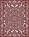 Rich Red Damask Scroll Pattern Rug