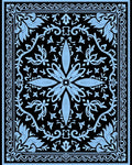 Classic Floral Scrollwork Black And Blue Rug