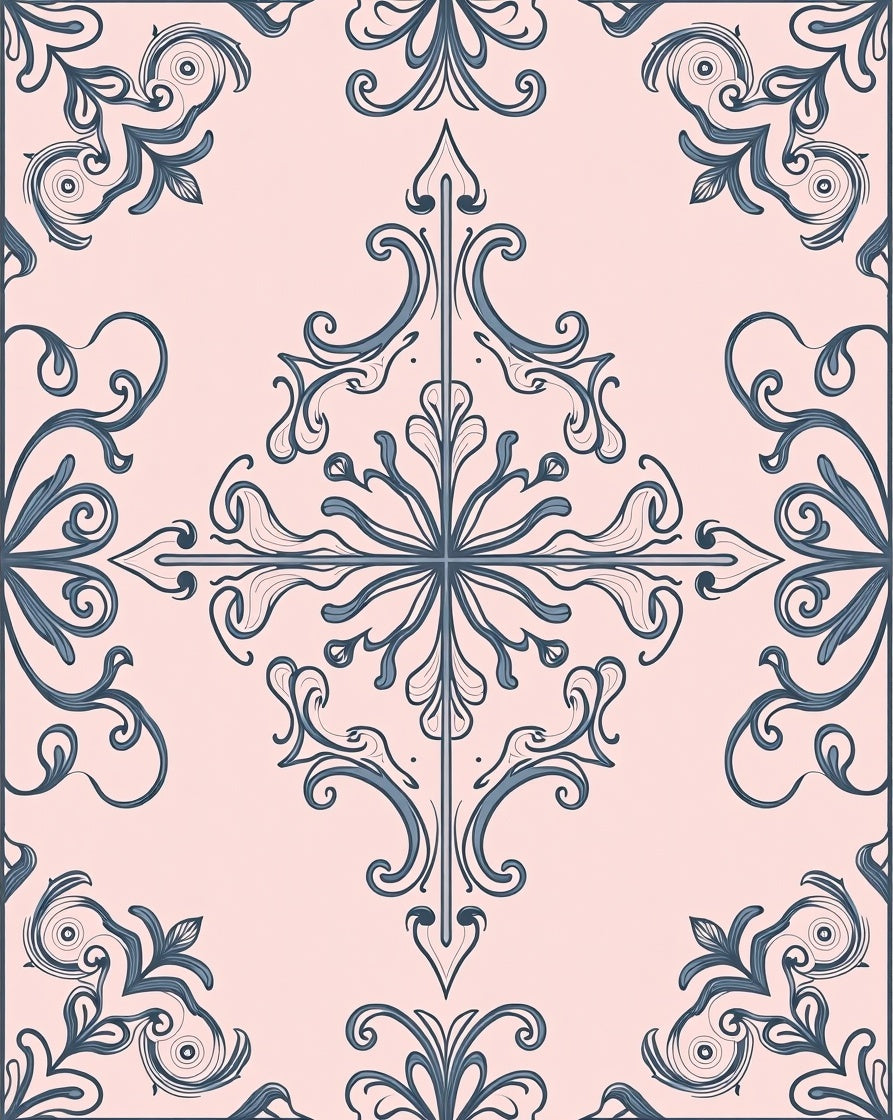 Delicate Floral Swirl Decorative Design Rug