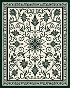 Classic Floral Vines Border Design Rug