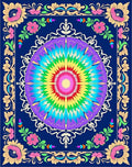 Vibrant Rainbow Mandala Floral Border Rug