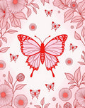 Red Butterfly and Floral Petal Pattern Rug