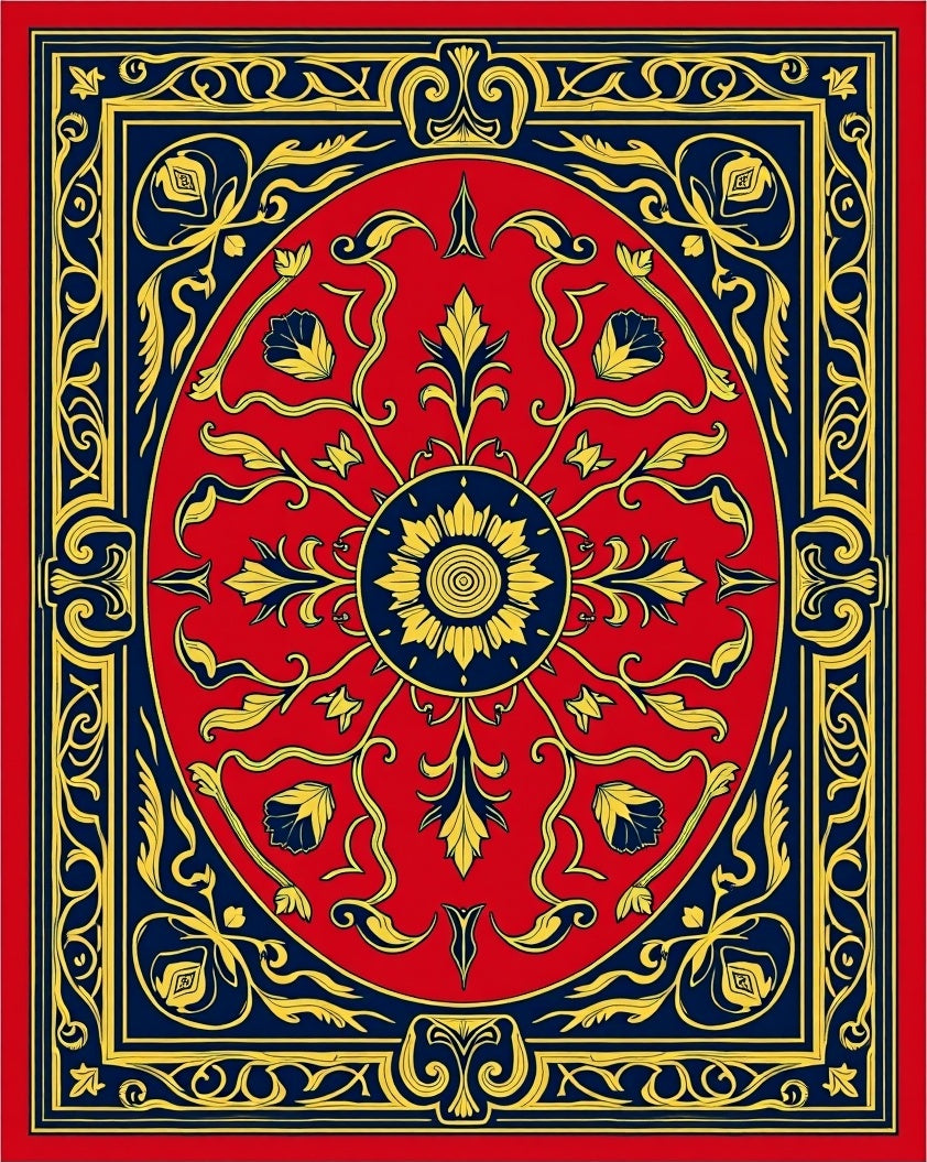 Bold Floral Scrollwork Red Rug