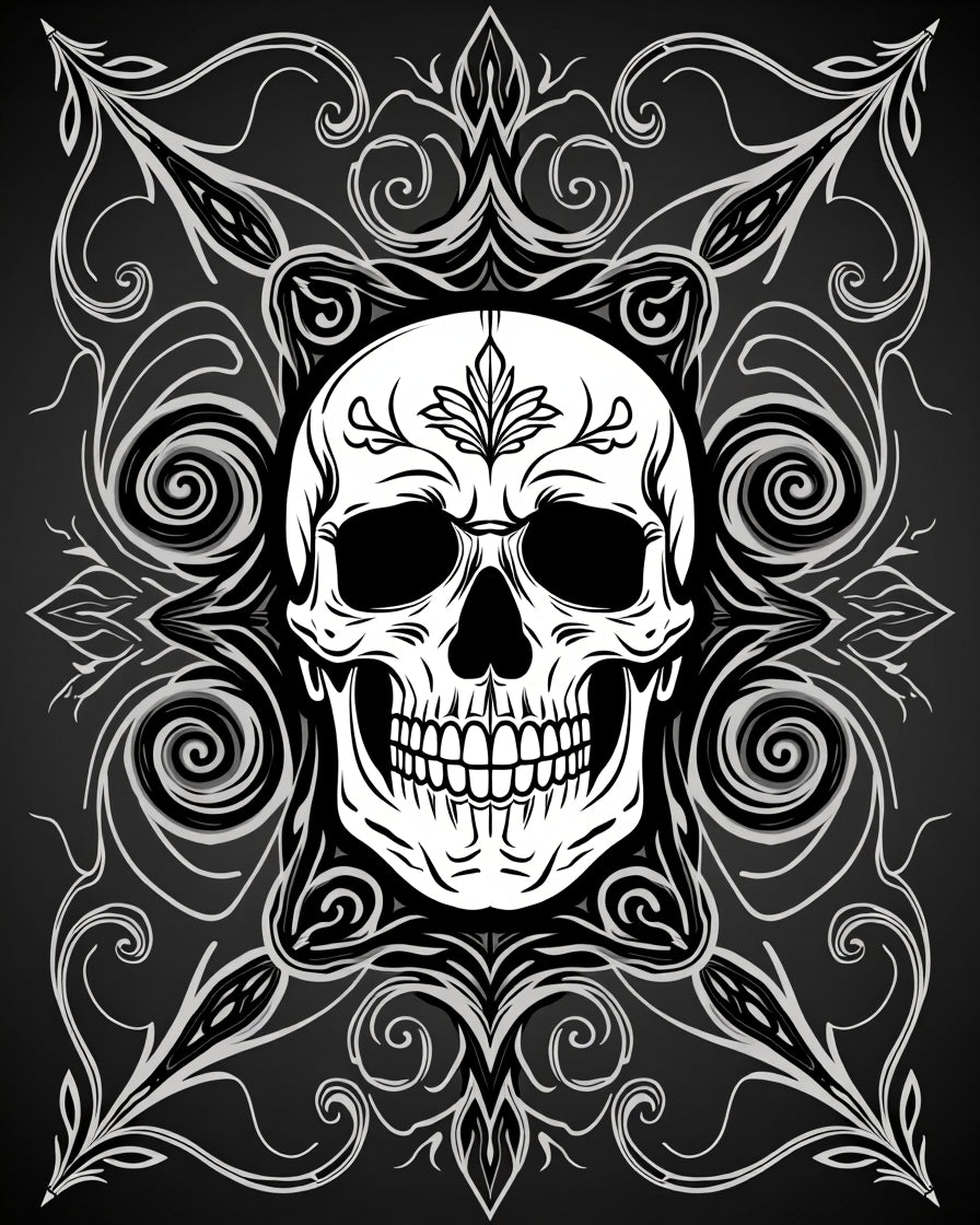Gothic Skull Ornamental Pattern Rug