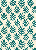 Modern Teal Leaf Patterned Rug
