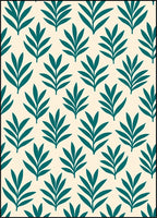 Modern Teal Leaf Patterned Rug