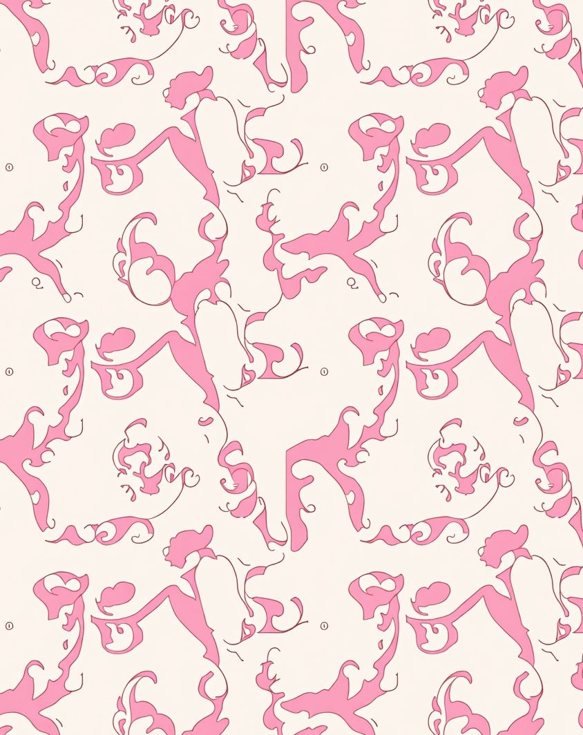 Pink Whimsical Swirl Pattern Rug
