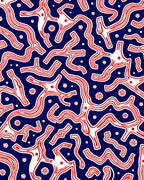 Organic Red White Abstract Pattern Rug