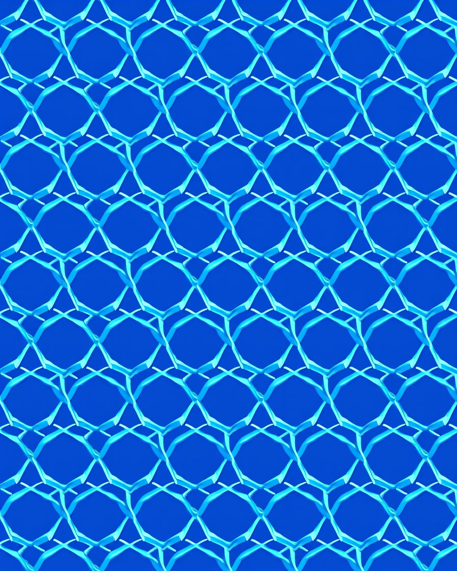 Geometric Blue Chain Mesh Rug