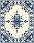 Ornate Blue Cream Medallion Rug