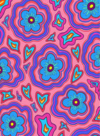 Groovy Pink Retro Floral Bloom Rug