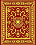 Ornate Red Gold Floral Medallion Rug