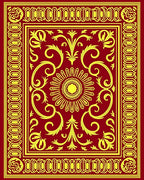 Ornate Red Gold Floral Medallion Rug