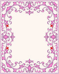 Ornate Pink Floral Scrollwork Design Rug