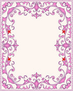 Ornate Pink Floral Scrollwork Design Rug