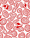 Red Holiday Swirls and Santa Hats Rug