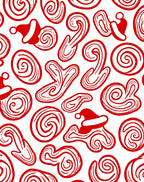 Red Holiday Swirls and Santa Hats Rug