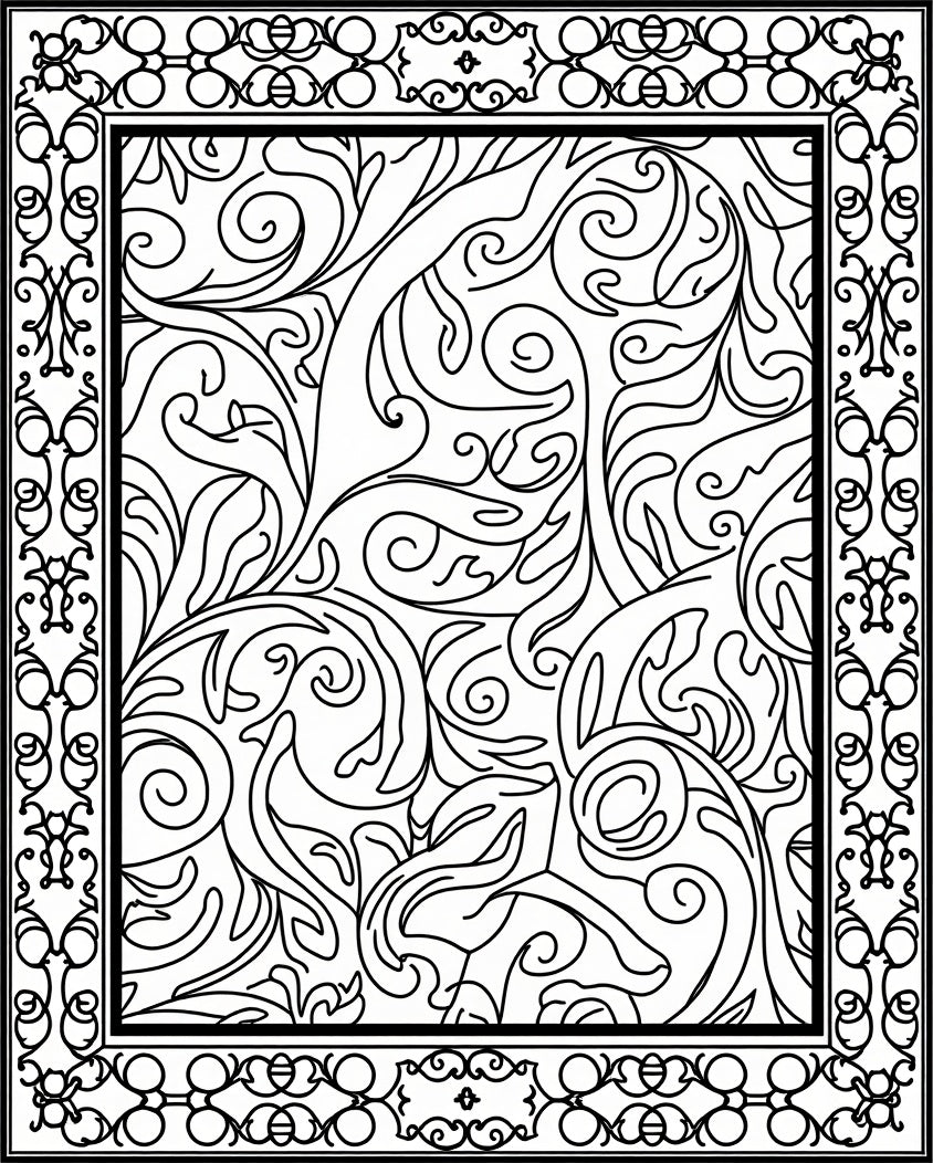 Elegant Scrollwork Floral Pattern Rug