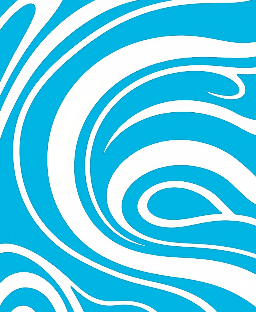 Bright Blue White Swirling Waves Rug