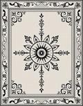 Ornate Black White Floral Sun Rug