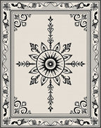 Ornate Black White Floral Sun Rug