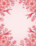 Pink Floral Ribbon Border Design Rug