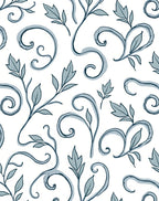 Whimsical Leafy Scrollwork Pattern Rug