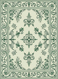 Elegant Green Scrollwork Floral Pattern Rug