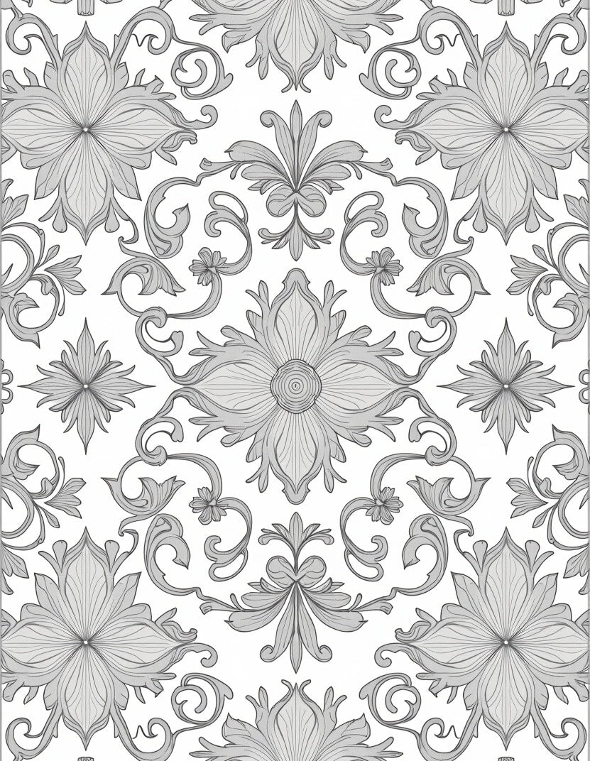 Classic Floral Scroll Intricate Pattern Rug