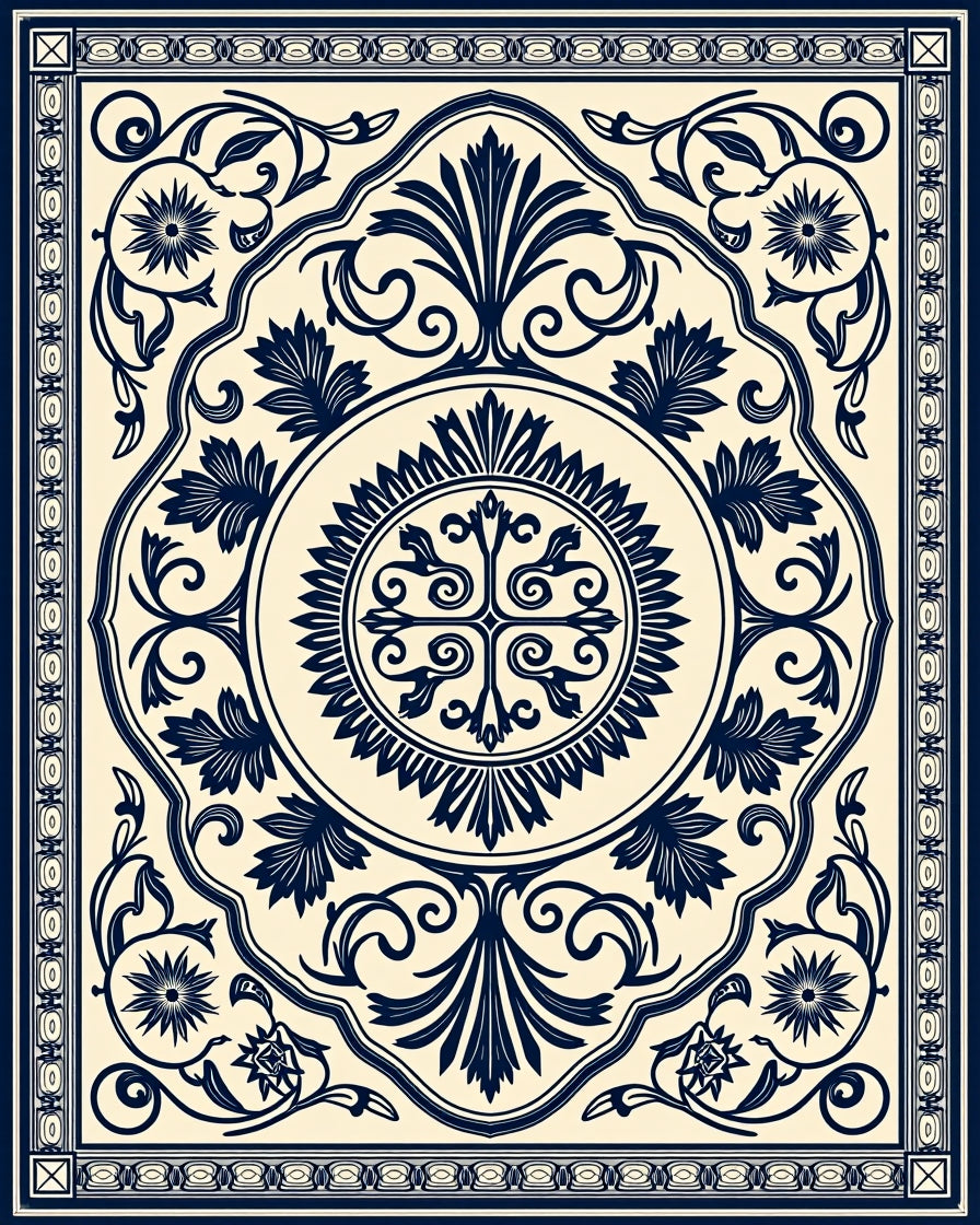 Traditional Floral Mandala Pattern Rug