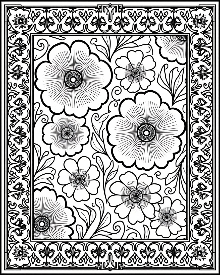 Floral Art Nouveau Patterned Rug