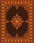 Orange Scrollwork Traditional Pattern Rug