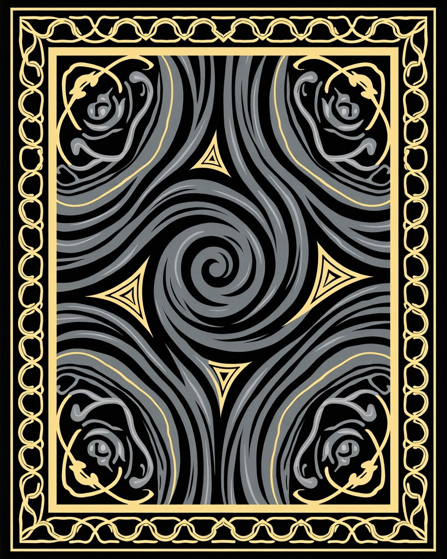Swirling Abstract Yellow Grey Design Rug