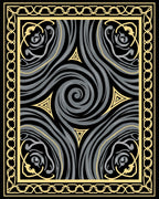 Swirling Abstract Yellow Grey Design Rug