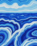 Blue Swirling River Lines Pattern Rug