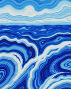 Blue Swirling River Lines Pattern Rug