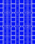 Geometric Blue White Linear Rug