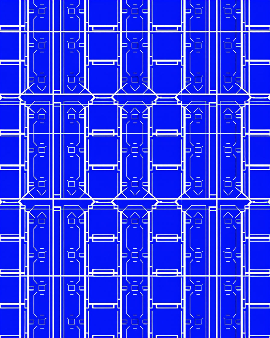 Geometric Blue White Linear Rug