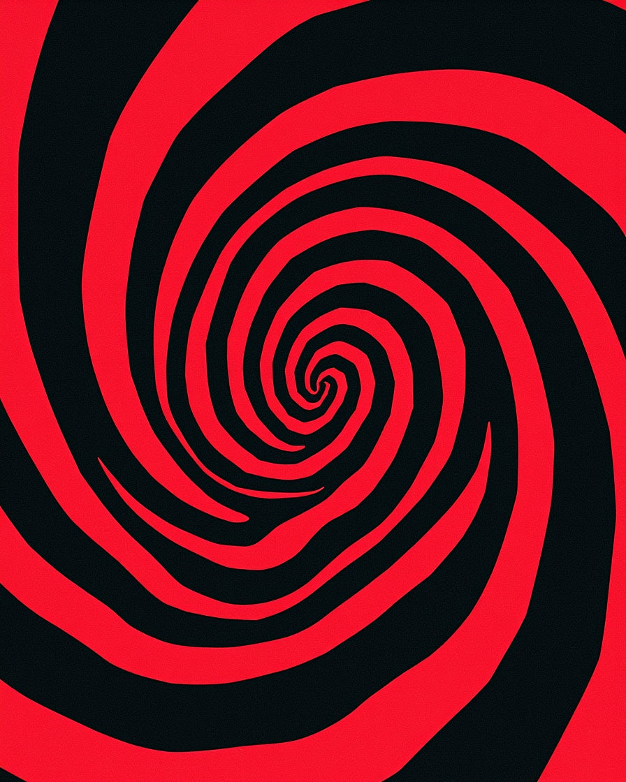 Red Black Swirl Abstract Pattern Rug