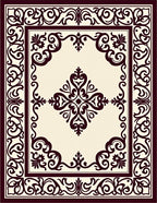 Ornate Floral Scroll Pattern Rug