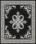 Elegant Black White Damask Floral Rug