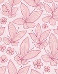 Delicate Butterflies Floral Line Art Design Rug