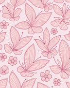 Delicate Butterflies Floral Line Art Design Rug