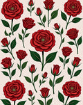 Vibrant Red Rose Garden Pattern Rug