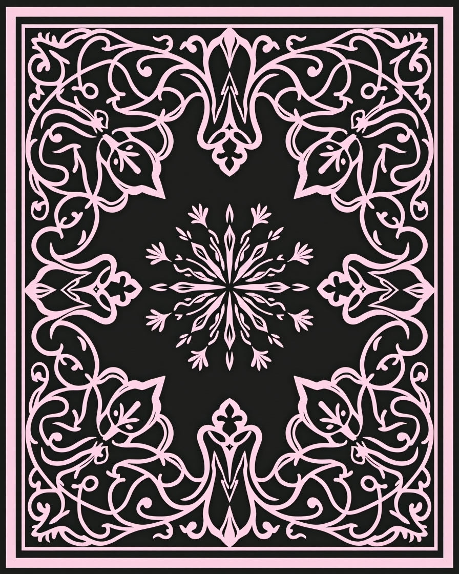 Classic Floral Symmetry Frame Design Rug
